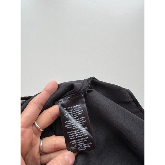 FLOREAT Nalini Black Floral Embroidered Beaded Organza A-Line Blouse, Size 10 - Picture 14 of 15